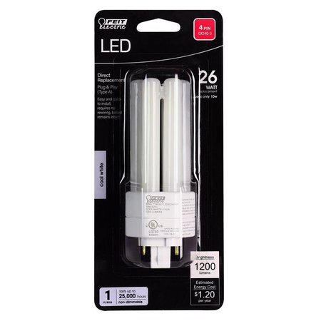 FEIT ELECTRIC PL GX24Q-3 4-Pin LED Light Bulb Cool White 26 Watt Equivalence 1 pk BPPLT26E841LED